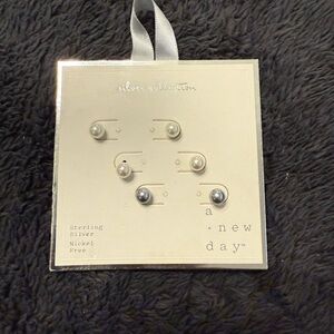 a new day Silver Collection Pearl Earrings